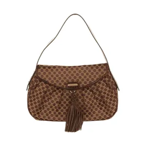 Celine Brown Logo Tassel Shoulder Bag