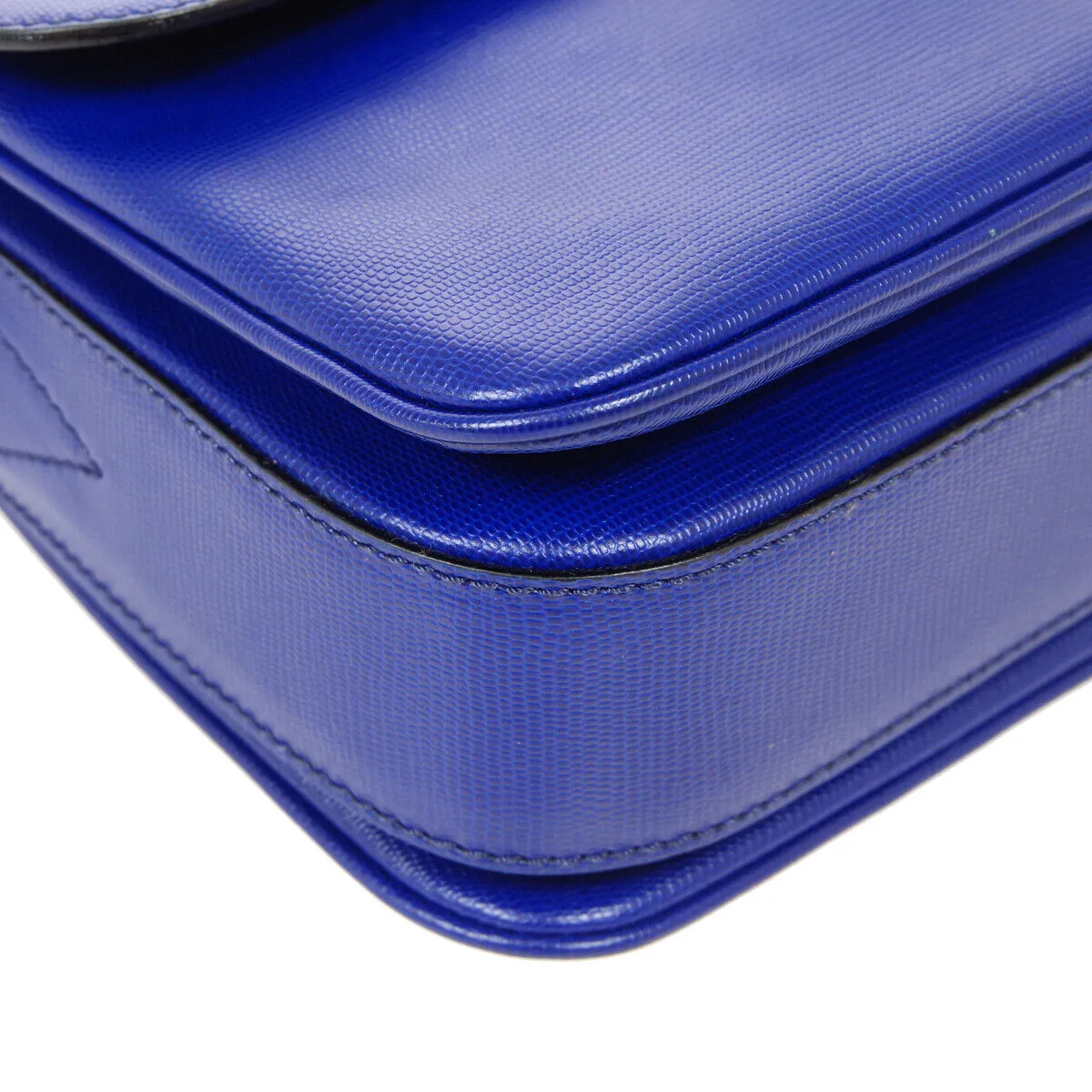 CELINE Logo Ring Cross Body Shoulder Bag DM94* Purse Blue Leather  05329