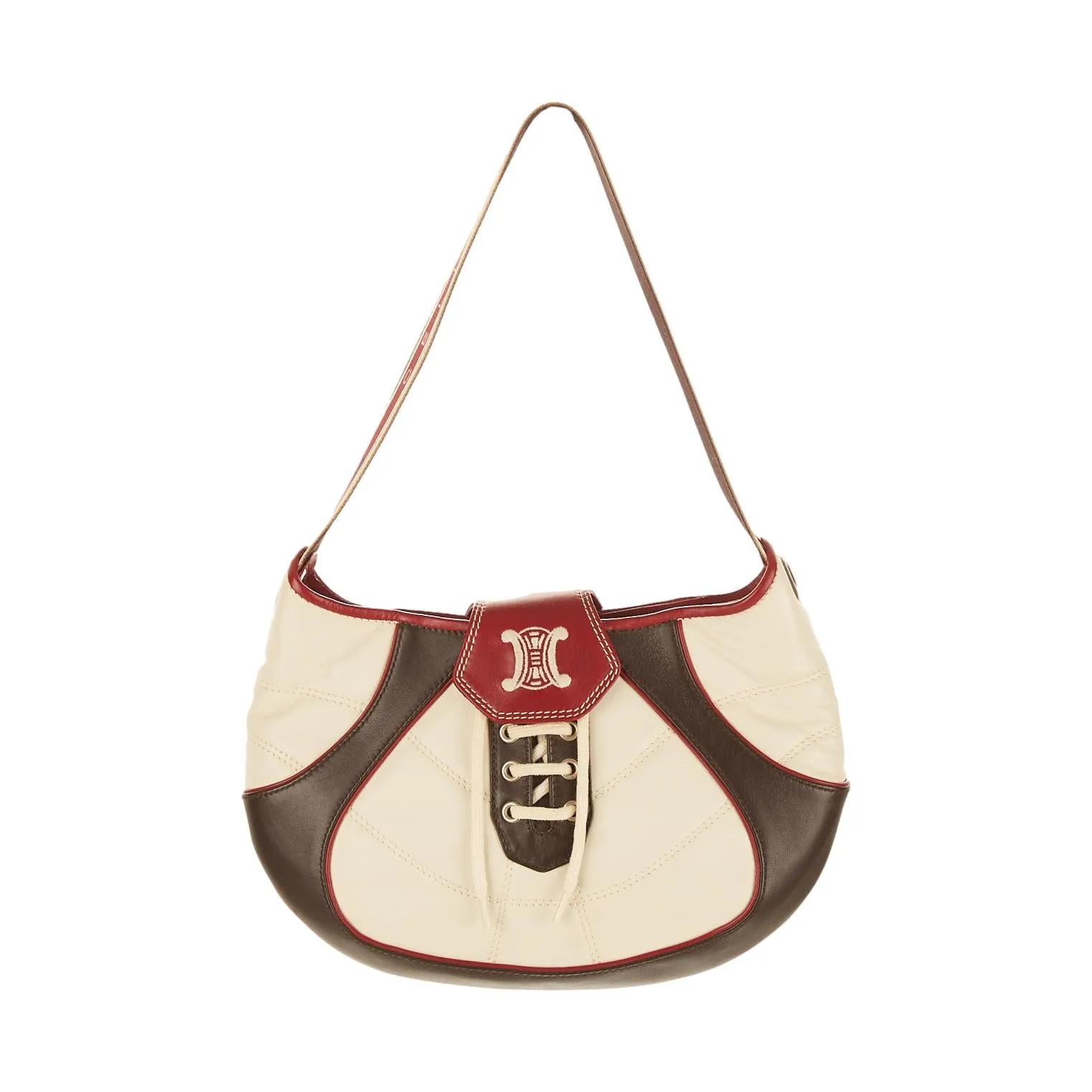Celine White Logo Shoulder Bag