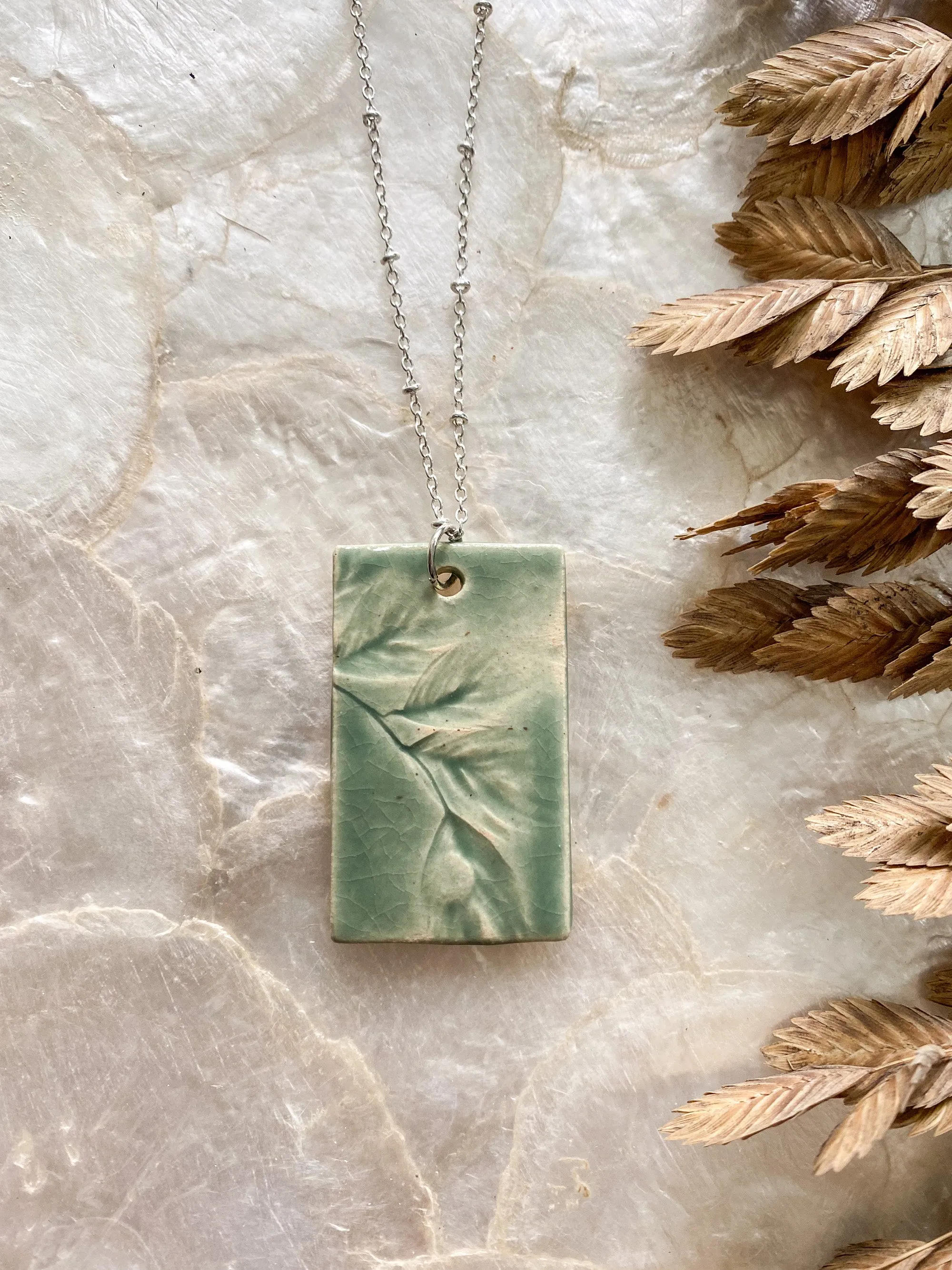 Ceramic Pendant Necklace - Sea Oats