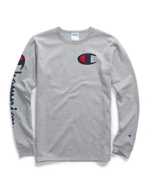 Champion Life® Men's Long-Sleeve Tee, Big C Logo Oxford Grey