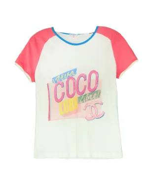 Chanel '17 White/Coral Cotton Paris-Cuba T-Shirt sz M