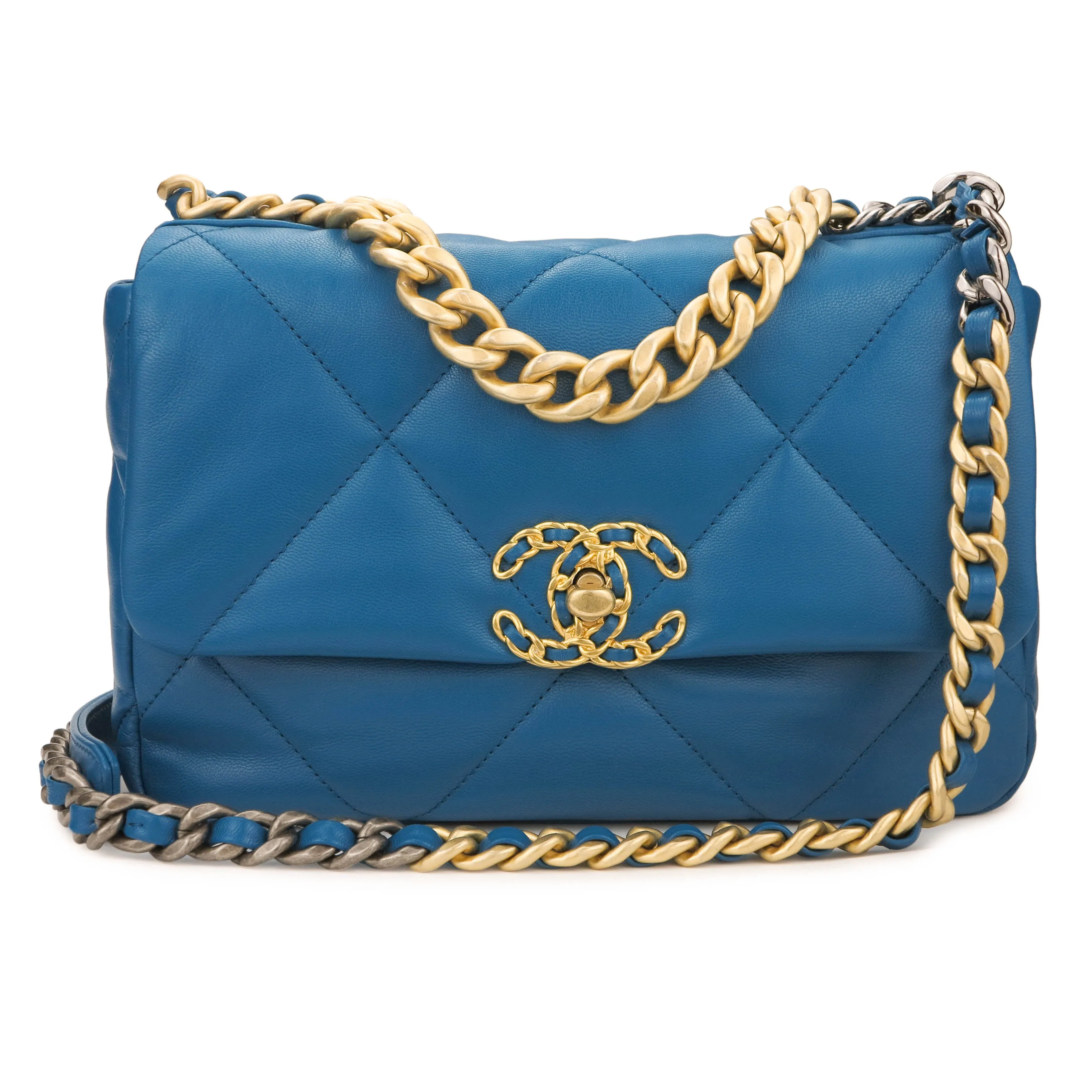 CHANEL 19 Small Flap Bag in Teal Blue Lambskin