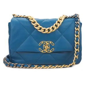 CHANEL 19 Small Flap Bag in Teal Blue Lambskin