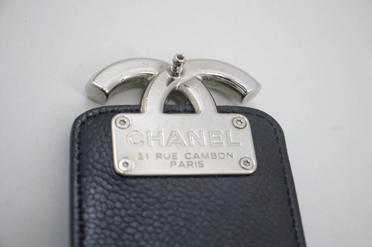 CHANEL 2 Way Chain Shoulder Bag Handbag Tote Black Caviar Quilted L64