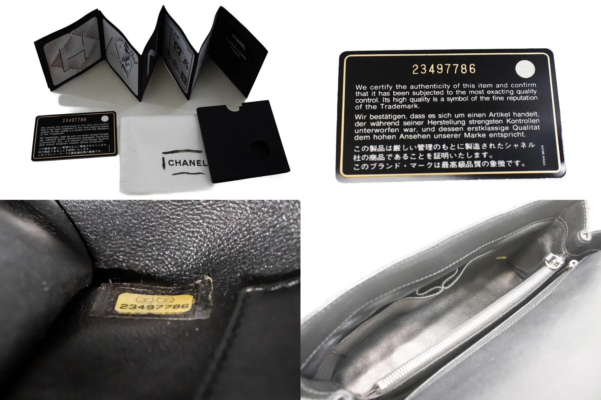 CHANEL 2 Way Top Handle Handbag Shoulder Bag Black Caviar Leather L52