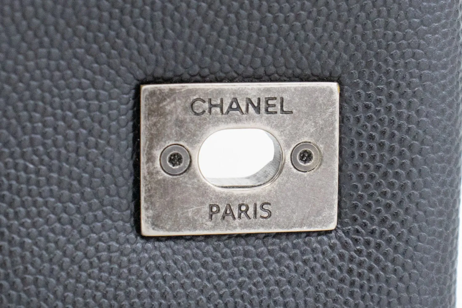 CHANEL 2 Way Top Handle Handbag Shoulder Bag Black Caviar Leather L52
