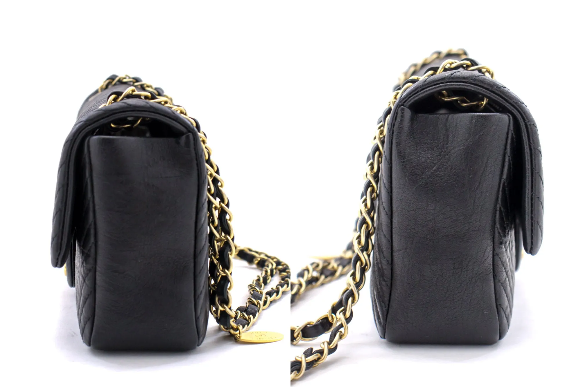 Chanel 2015 Chevron V-Stitch Leather Chain Flap Shoulder Bag i80