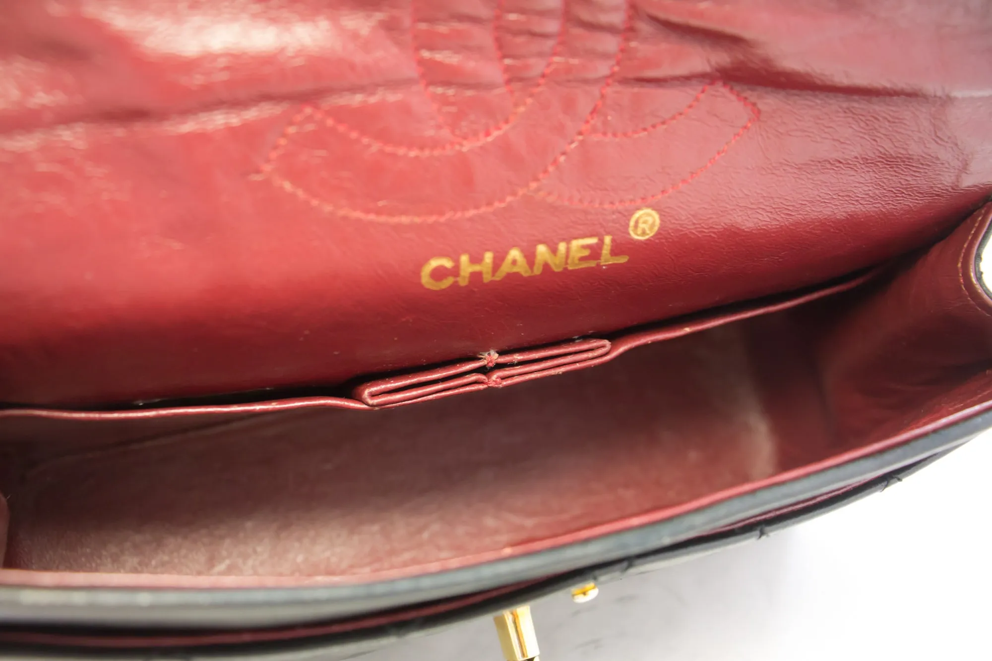 CHANEL 2.55 Double Flap Small Chain Shoulder Bag Black Lambskin h21