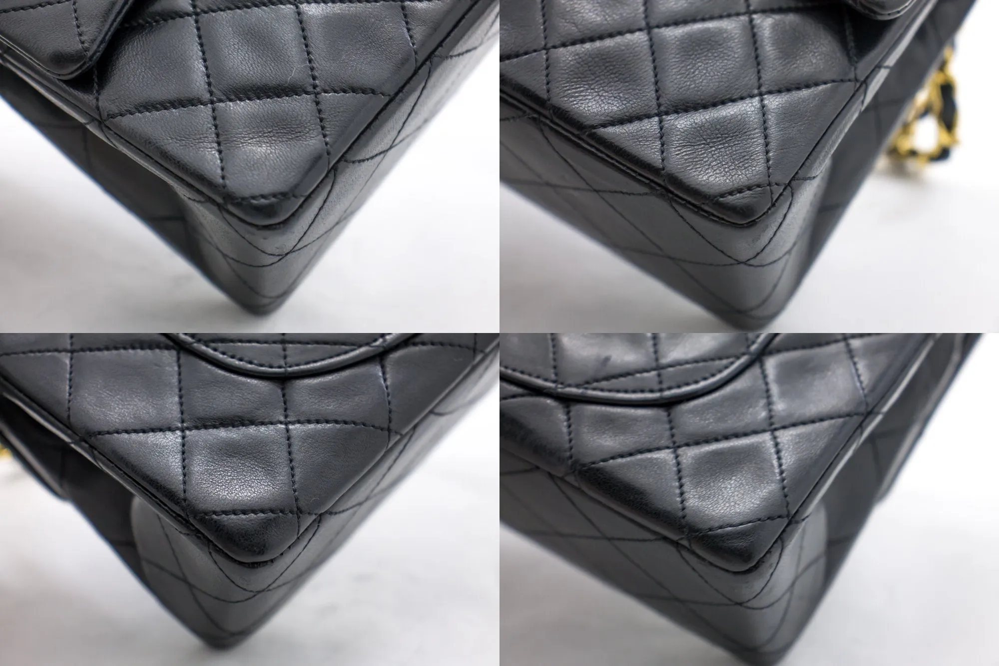 CHANEL 2.55 Double Flap Small Chain Shoulder Bag Black Lambskin h21