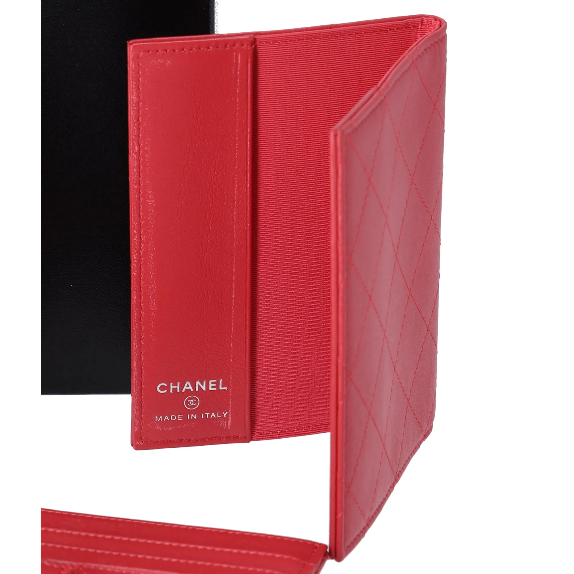 CHANEL 4 in 1 Wallet Orange Patent Leather Passport Holder Coin Card Pouch