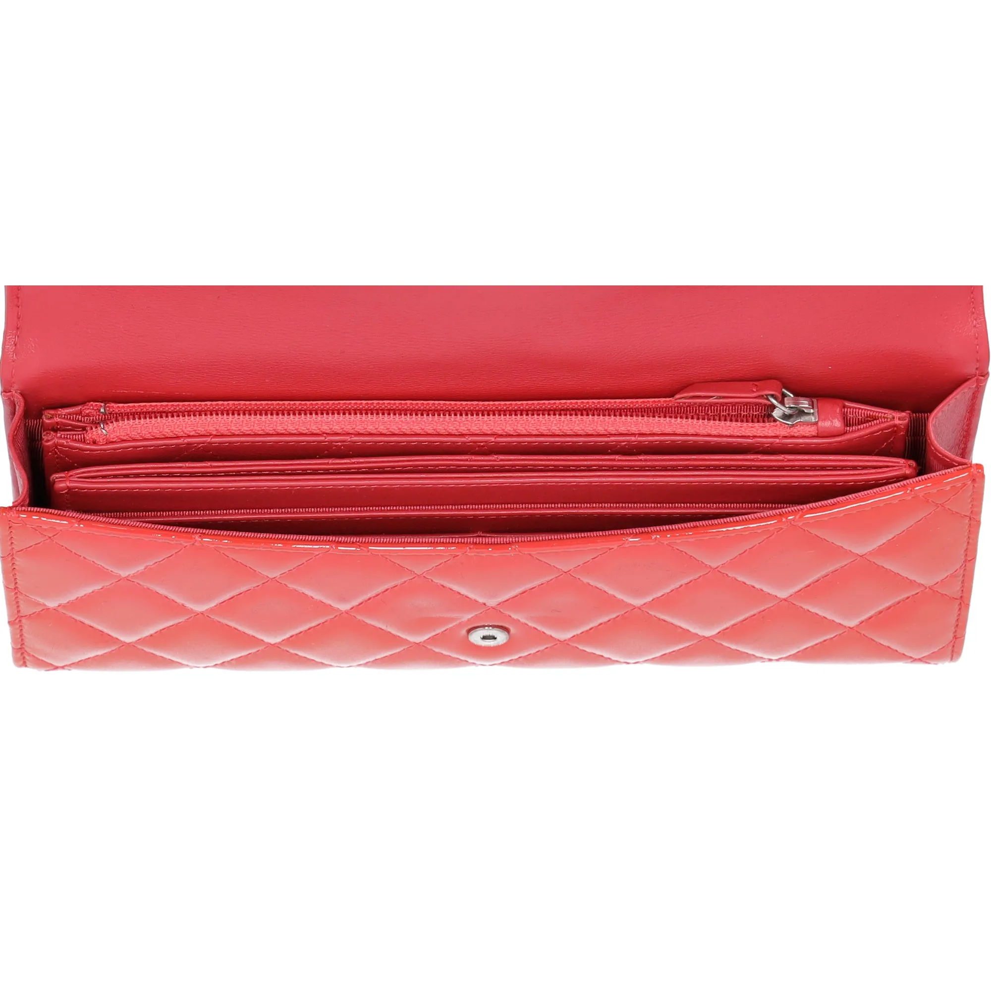 CHANEL 4 in 1 Wallet Orange Patent Leather Passport Holder Coin Card Pouch