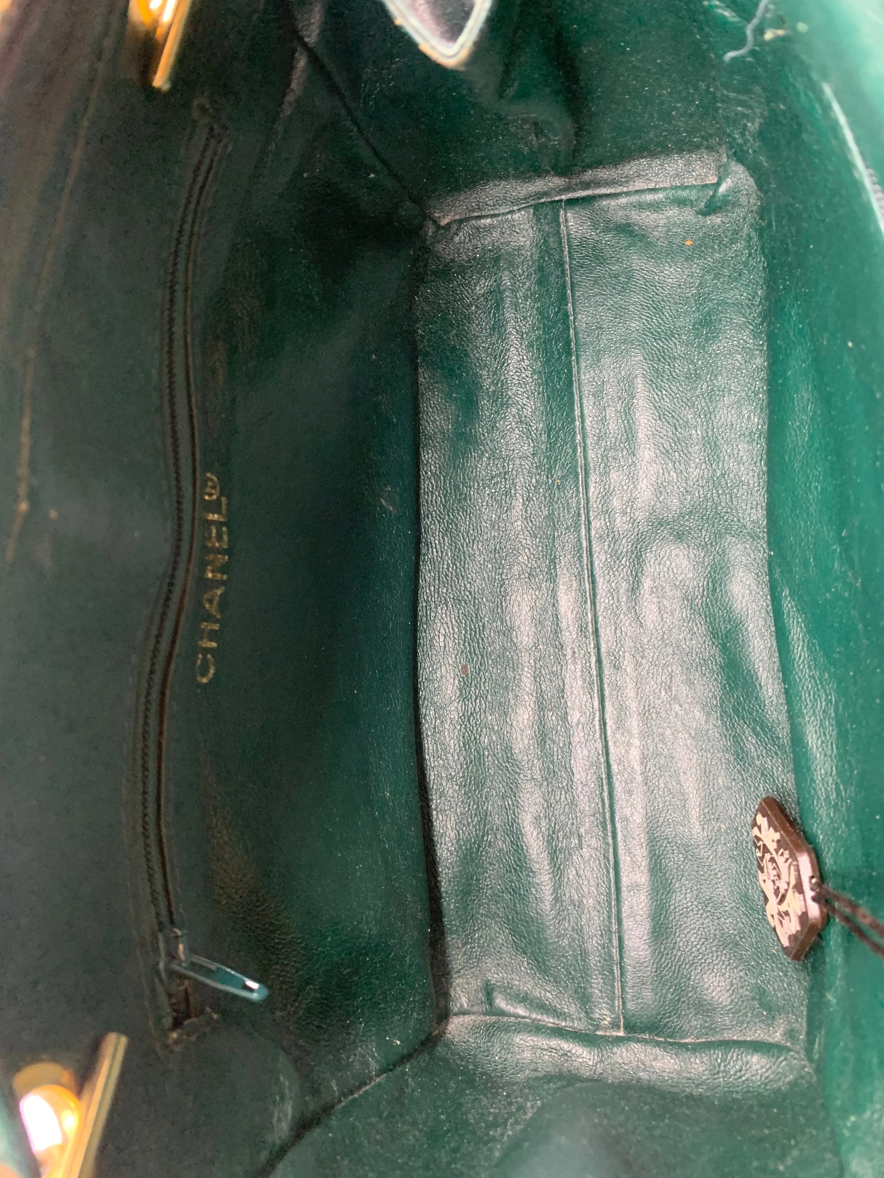 CHANEL Authenticated 80s Green Crocodile Camera Shoulder Bag