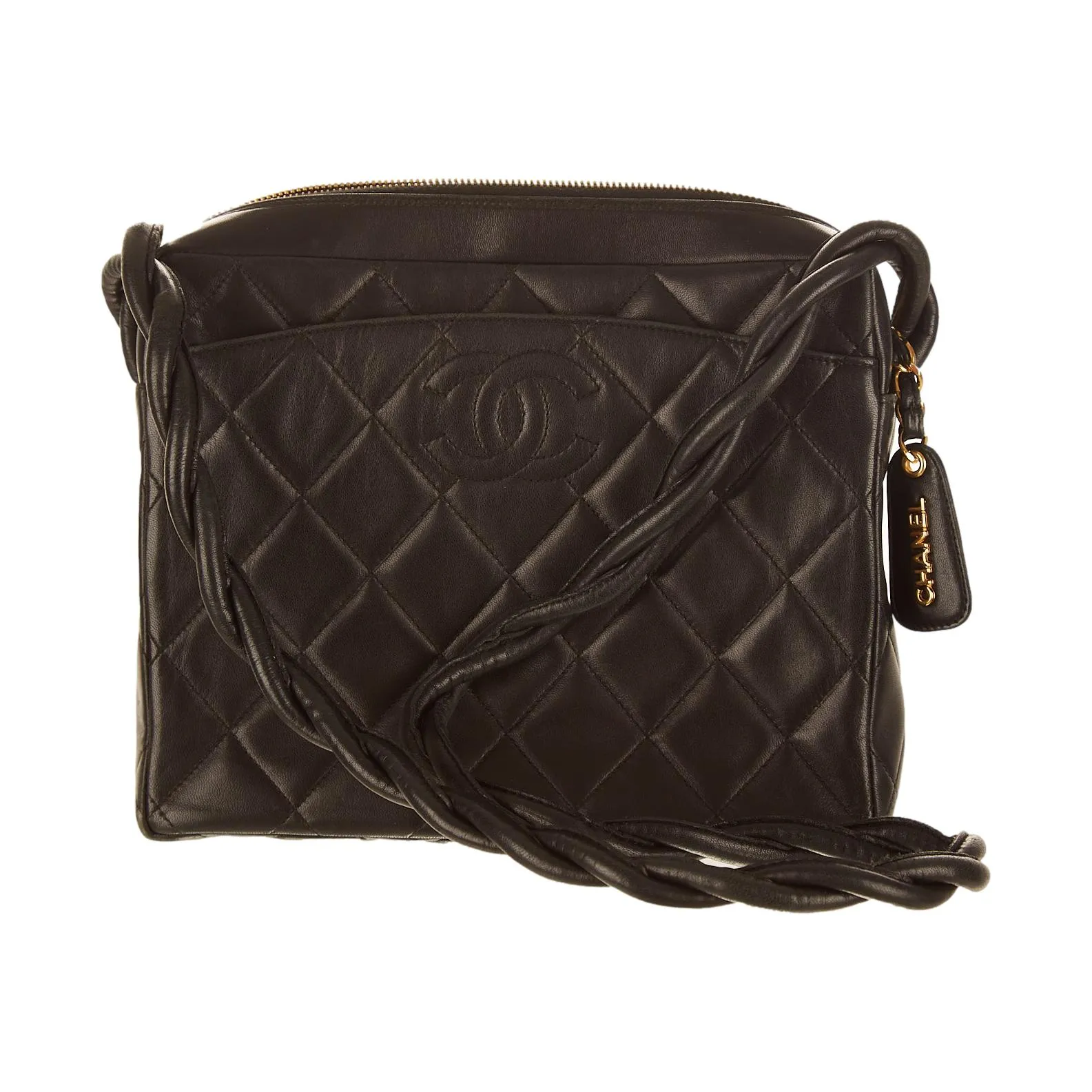 Chanel Black Quilted Logo Shoulder Bag