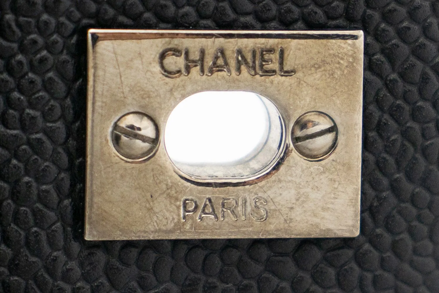 CHANEL Caviar Grained Calfskin Flap Chain Shoulder Bag Black 13" i90