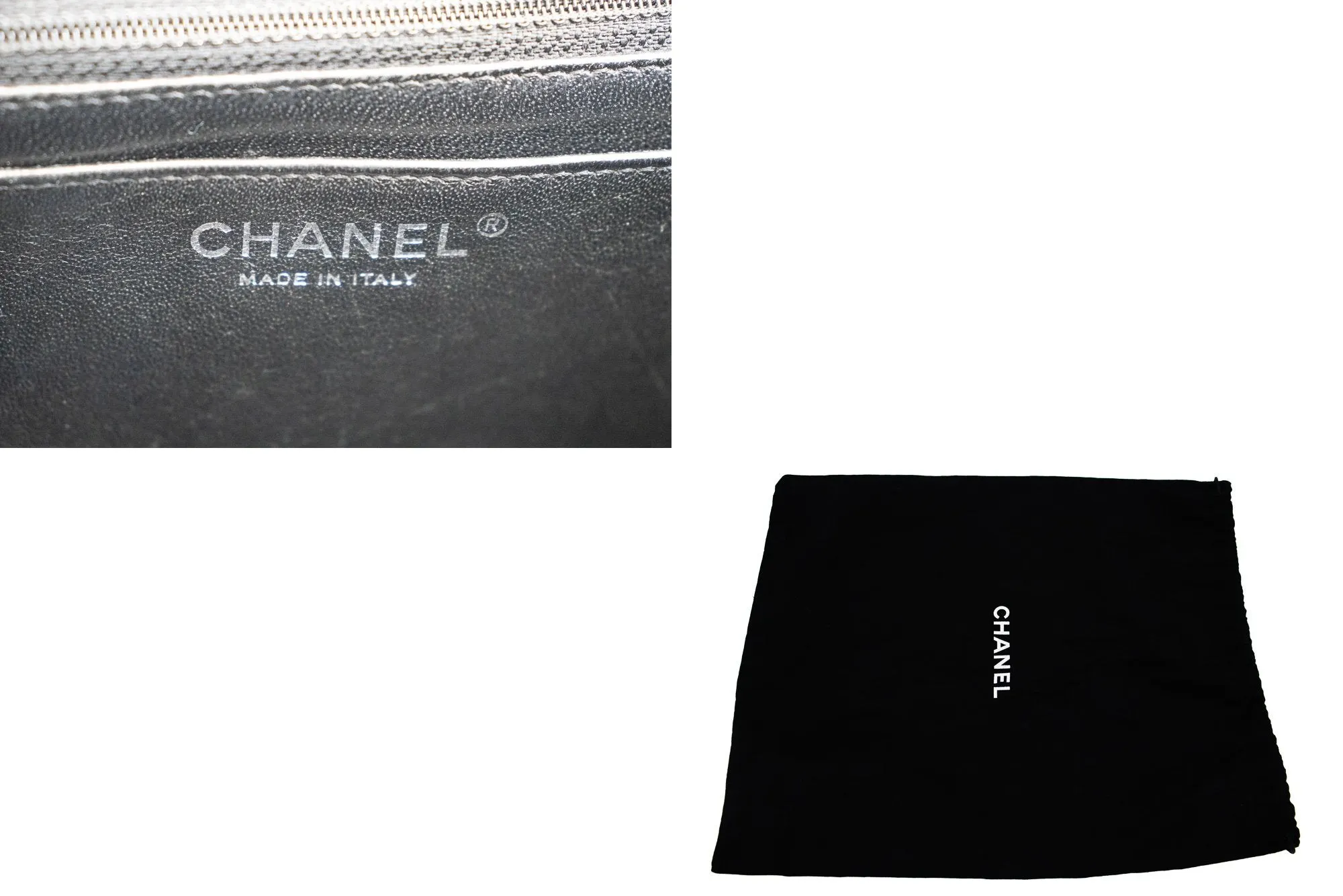 CHANEL Caviar Grained Calfskin Flap Chain Shoulder Bag Black 13" i90