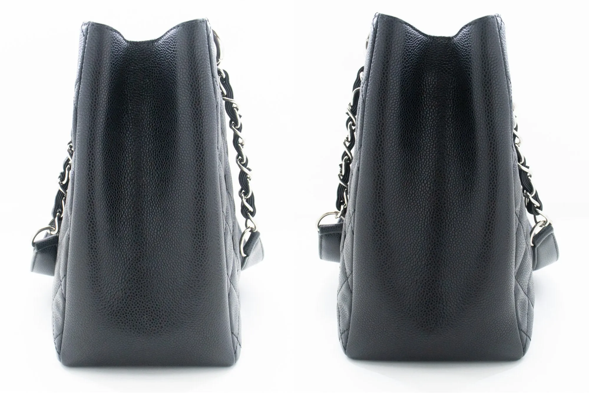 CHANEL Caviar GST 13" Grand Shopping Tote Chain Shoulder Bag Black i50