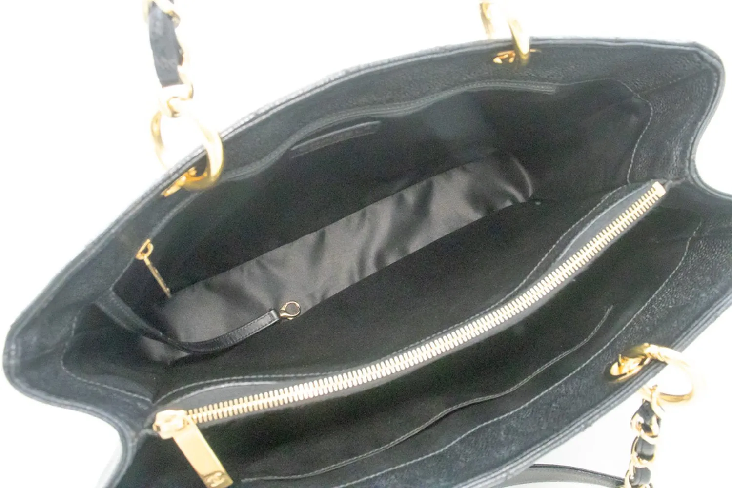 CHANEL Caviar GST 13" Grand Shopping Tote Chain Shoulder Bag Black m14