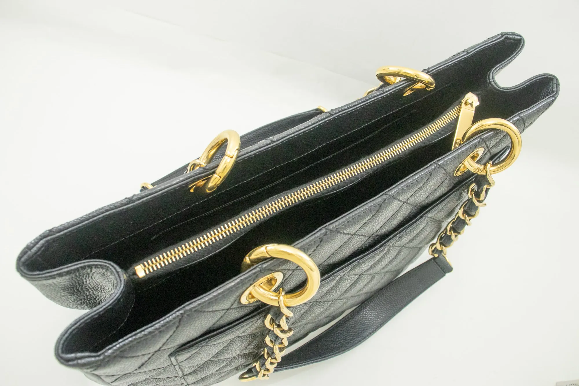 CHANEL Caviar GST 13" Grand Shopping Tote Chain Shoulder Bag Black m14