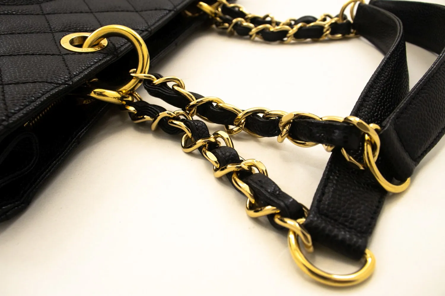 CHANEL Caviar GST 13" Grand Shopping Tote Chain Shoulder Bag Black m14
