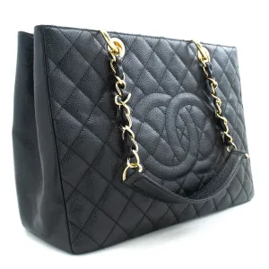 CHANEL Caviar GST 13" Grand Shopping Tote Chain Shoulder Bag Black m14