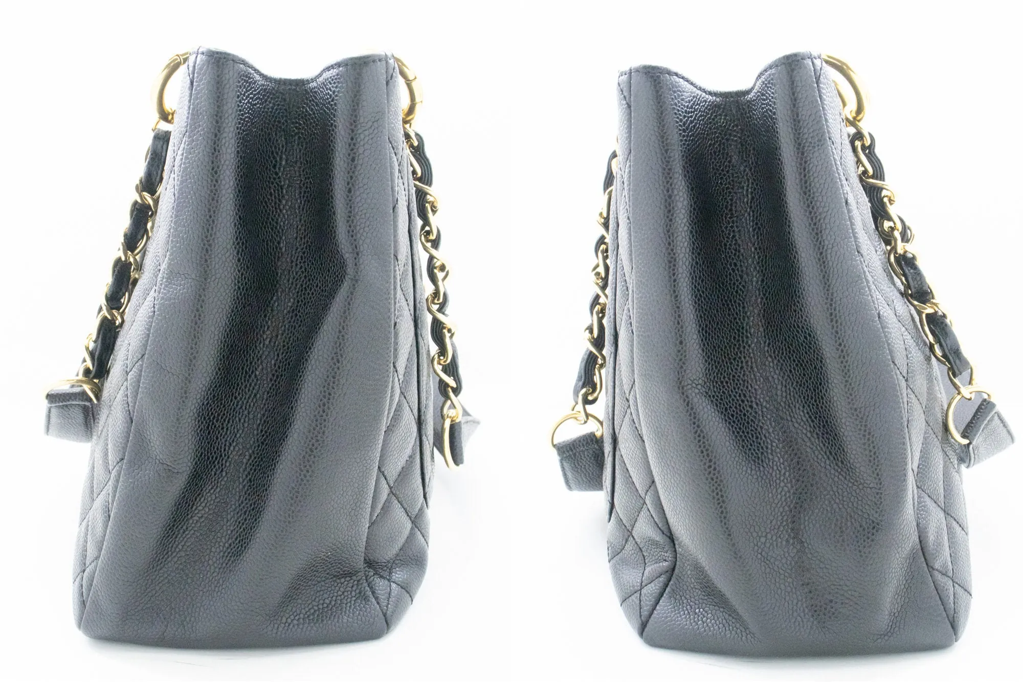 CHANEL Caviar GST 13" Grand Shopping Tote Chain Shoulder Bag Black m14