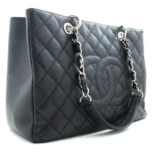CHANEL Caviar GST 13" Grand Shopping Tote Chain Shoulder Bag Black n78