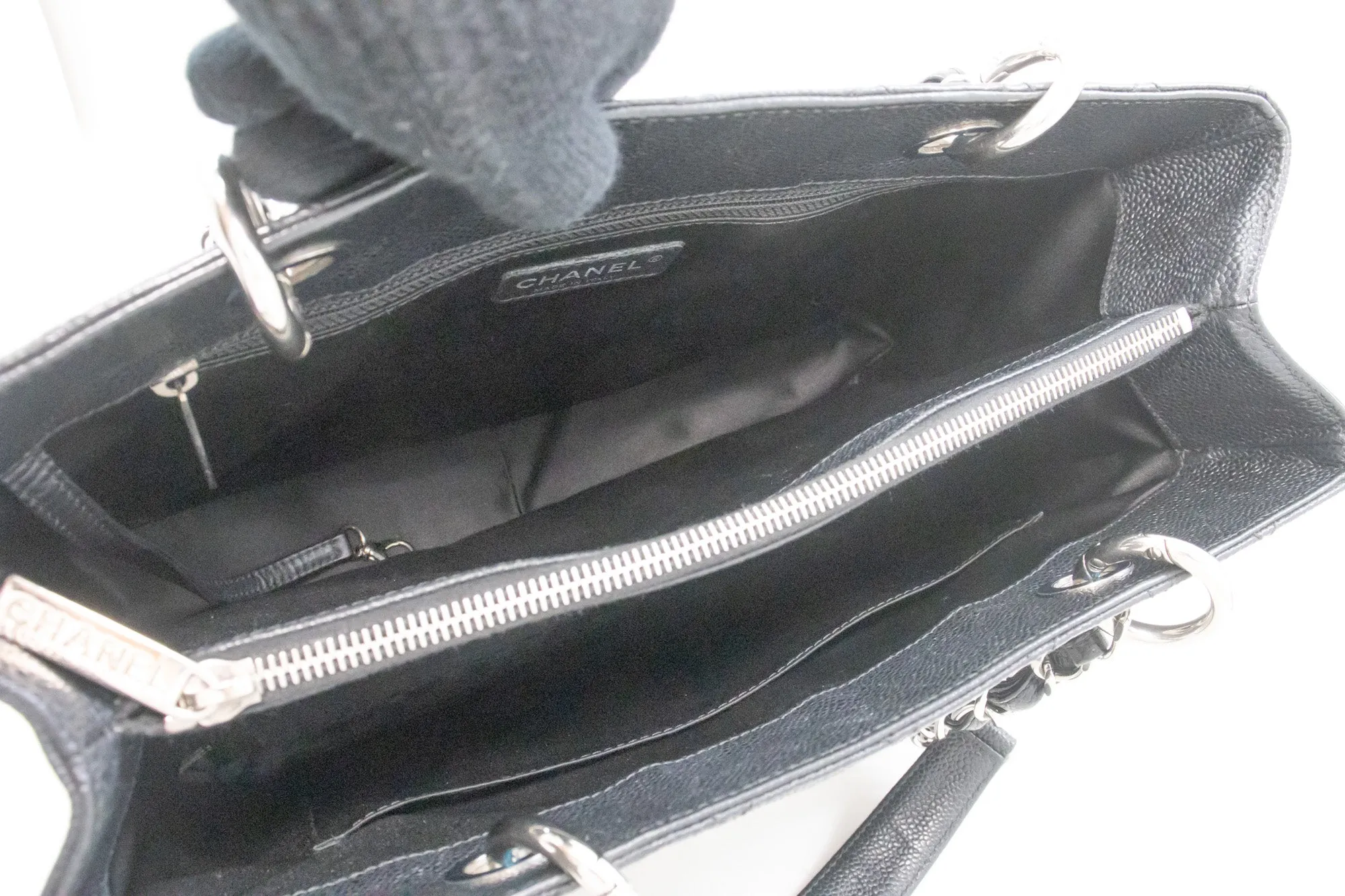 CHANEL Caviar GST 13" Grand Shopping Tote Chain Shoulder Bag Black n78