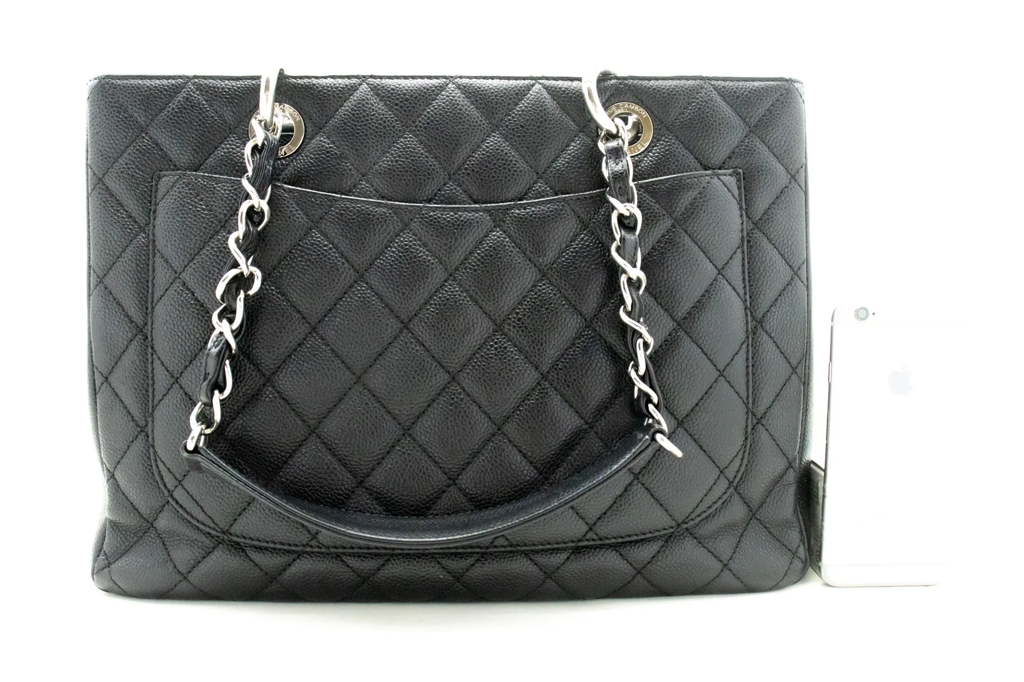 CHANEL Caviar GST 13" Grand Shopping Tote Chain Shoulder Bag Black n78