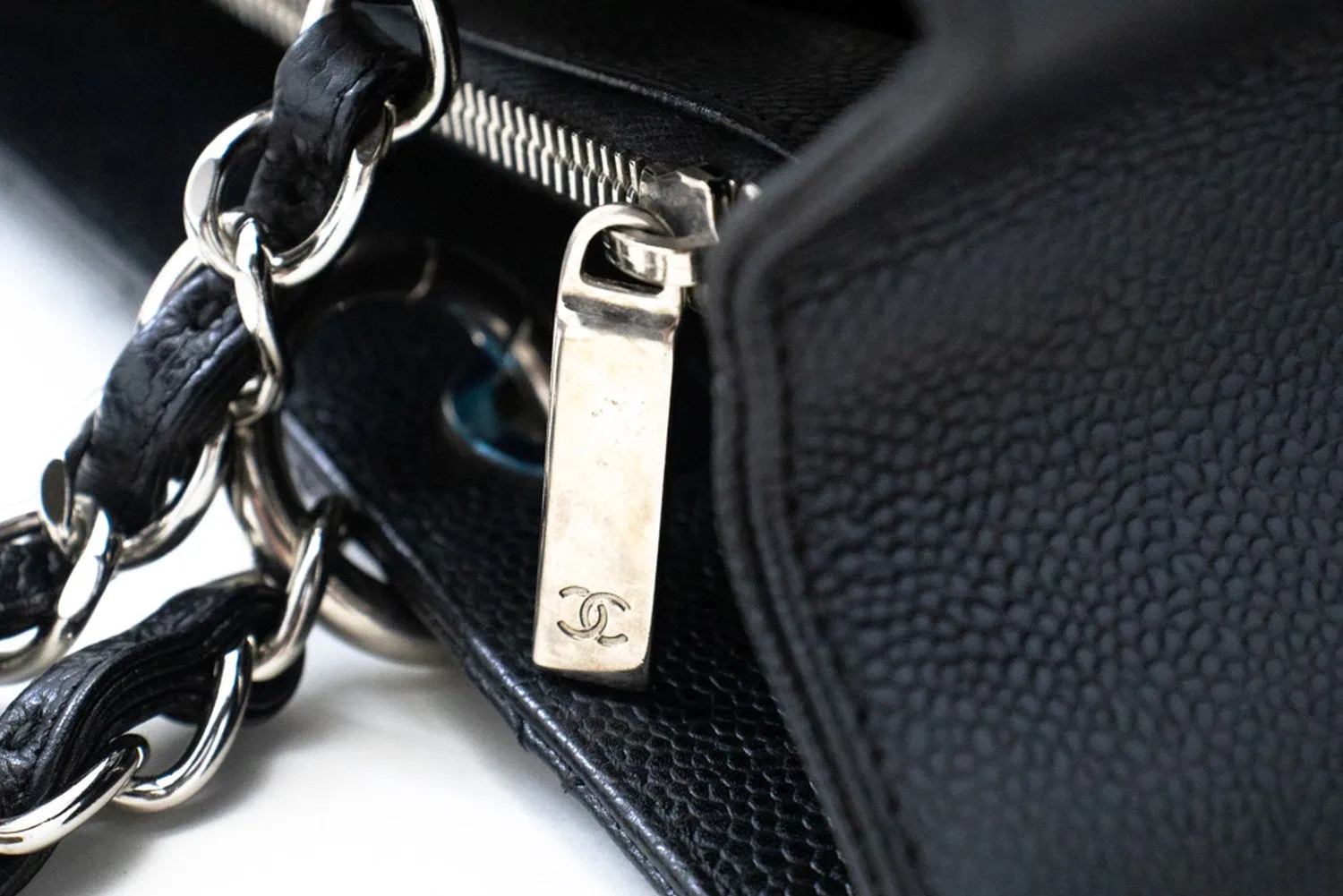 CHANEL Caviar GST 13" Grand Shopping Tote Chain Shoulder Bag Black n78