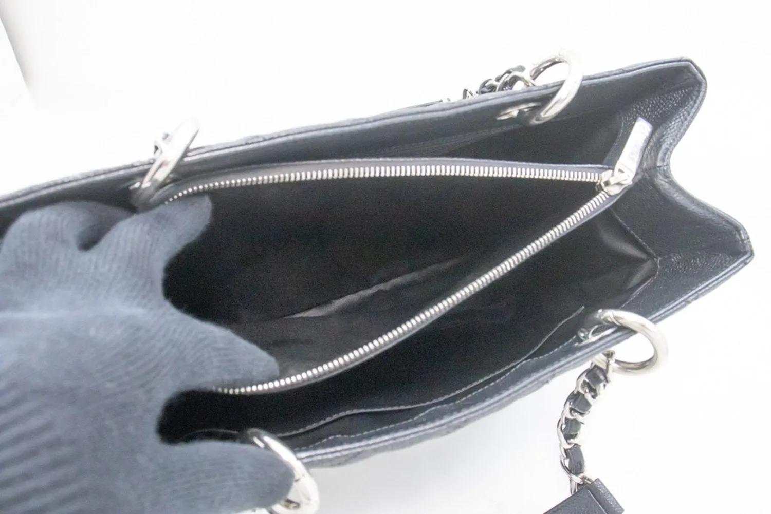 CHANEL Caviar GST 13" Grand Shopping Tote Chain Shoulder Bag Black n78