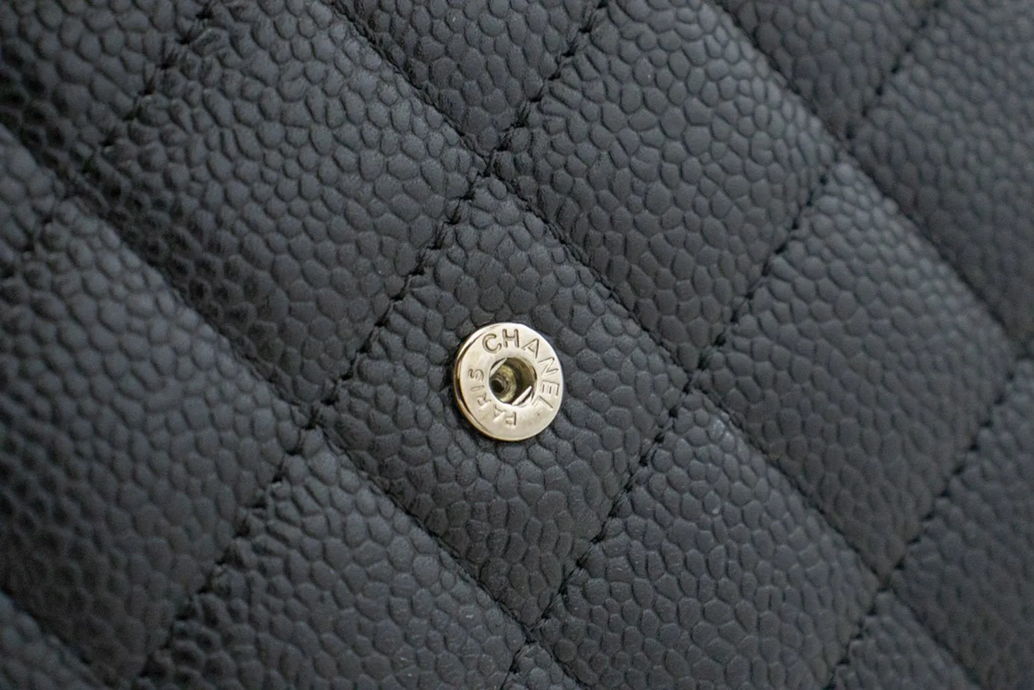 CHANEL Caviar Wallet On Chain WOC Black Shoulder Bag Crossbody SV n87
