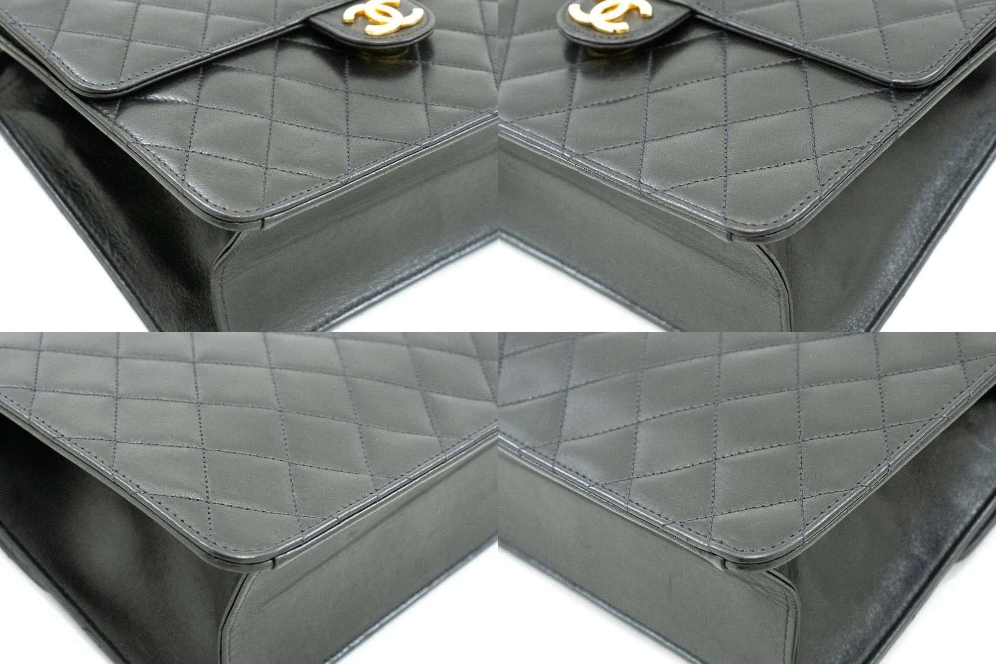 CHANEL Chain Shoulder Bag Clutch Black Quilted Flap Lambskin Purse n50