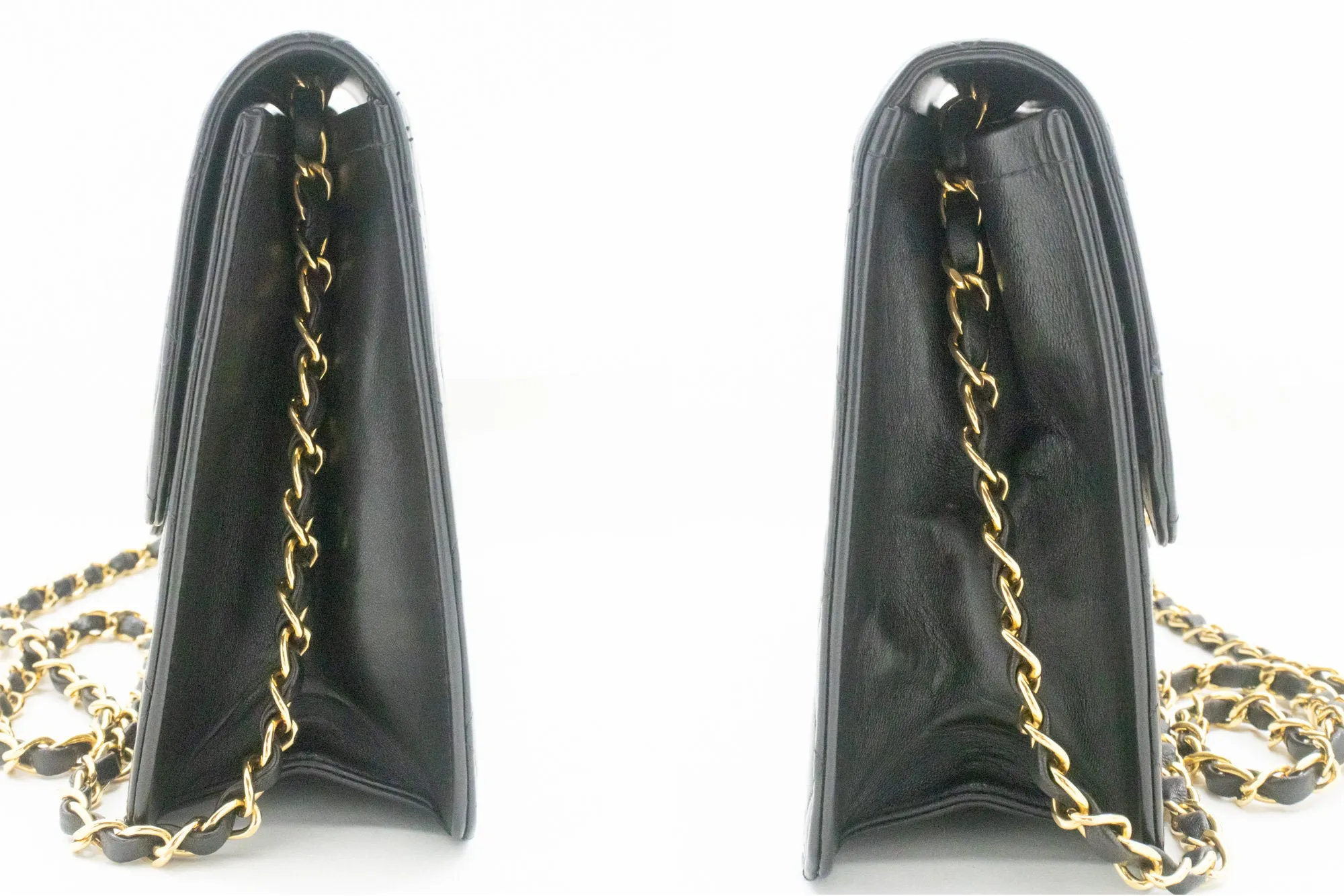 CHANEL Chain Shoulder Bag Clutch Black Quilted Flap Lambskin Purse n62