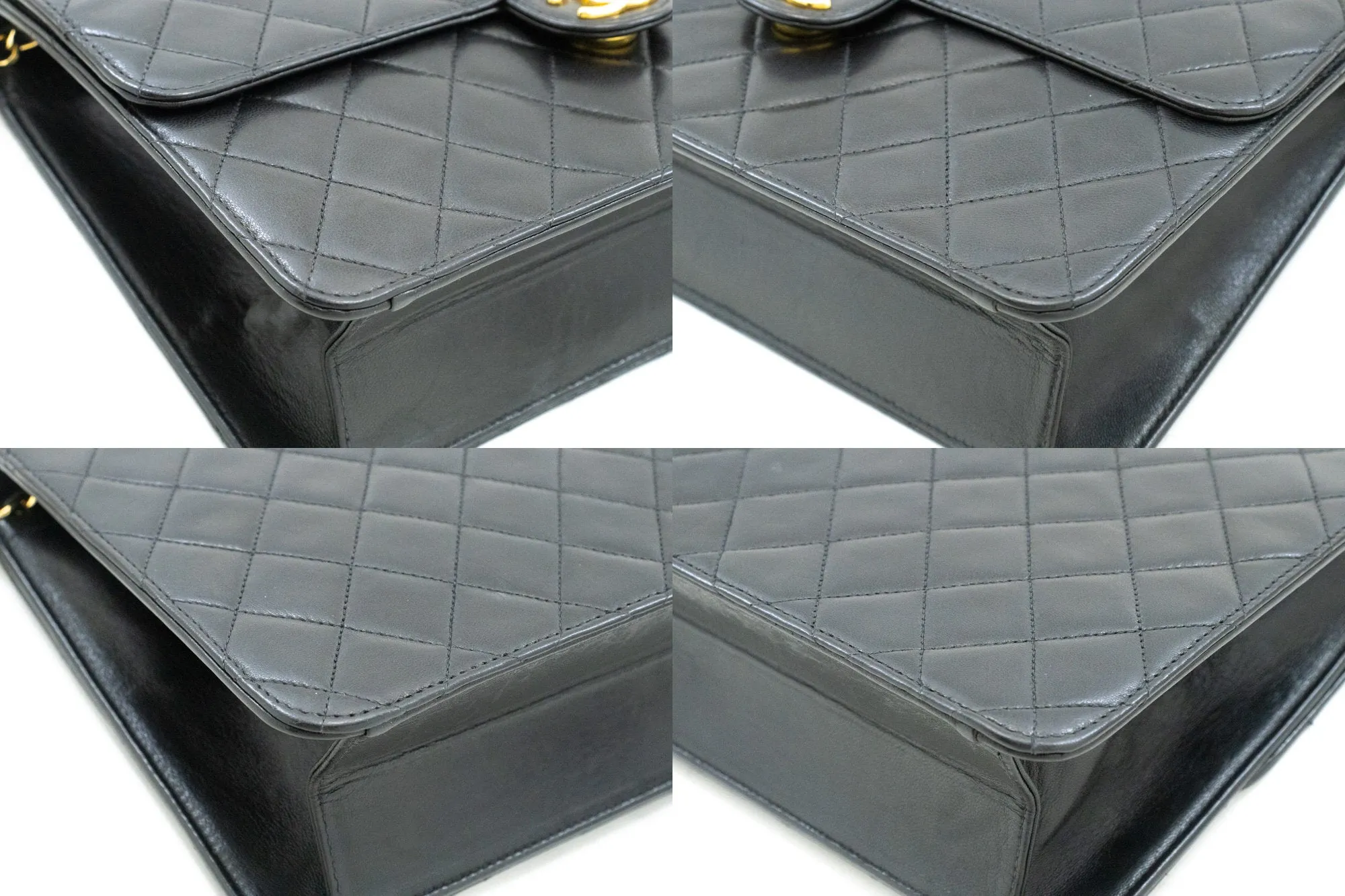 CHANEL Chain Shoulder Bag Clutch Black Quilted Flap Lambskin Purse n62