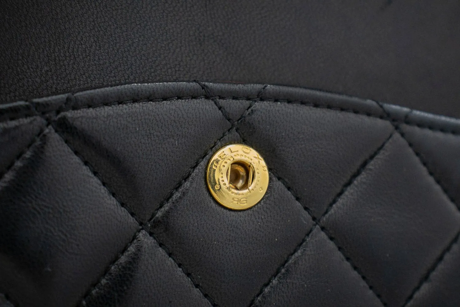 CHANEL Classic Double Flap 10" Chain Shoulder Bag Black Lambskin j92