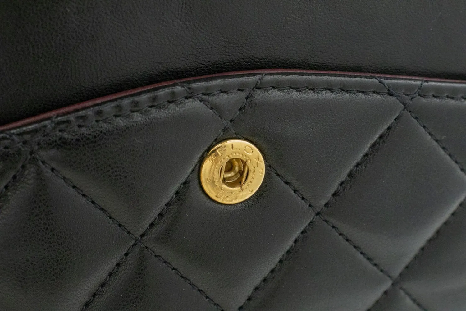 CHANEL Classic Double Flap 10" Chain Shoulder Bag Black Lambskin k39