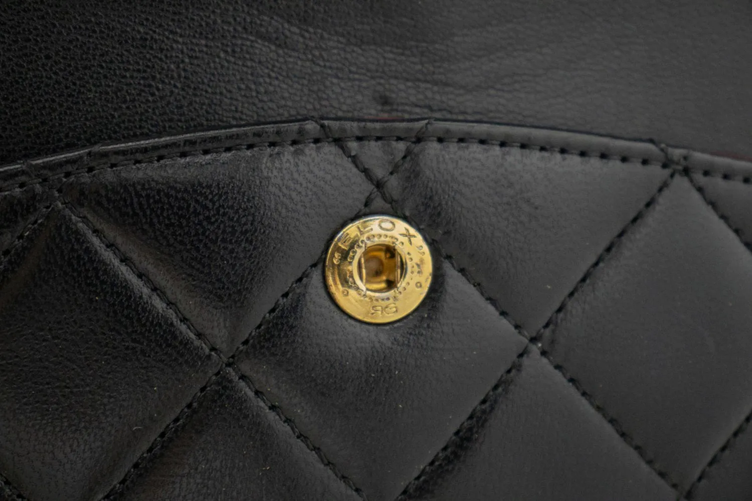 CHANEL Classic Double Flap 10" Chain Shoulder Bag Black Lambskin k69