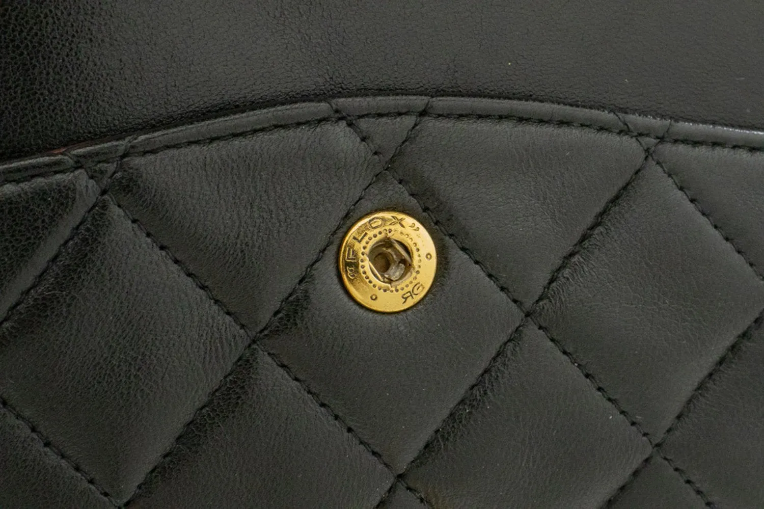 CHANEL Classic Double Flap 10" Chain Shoulder Bag Black Lambskin k74
