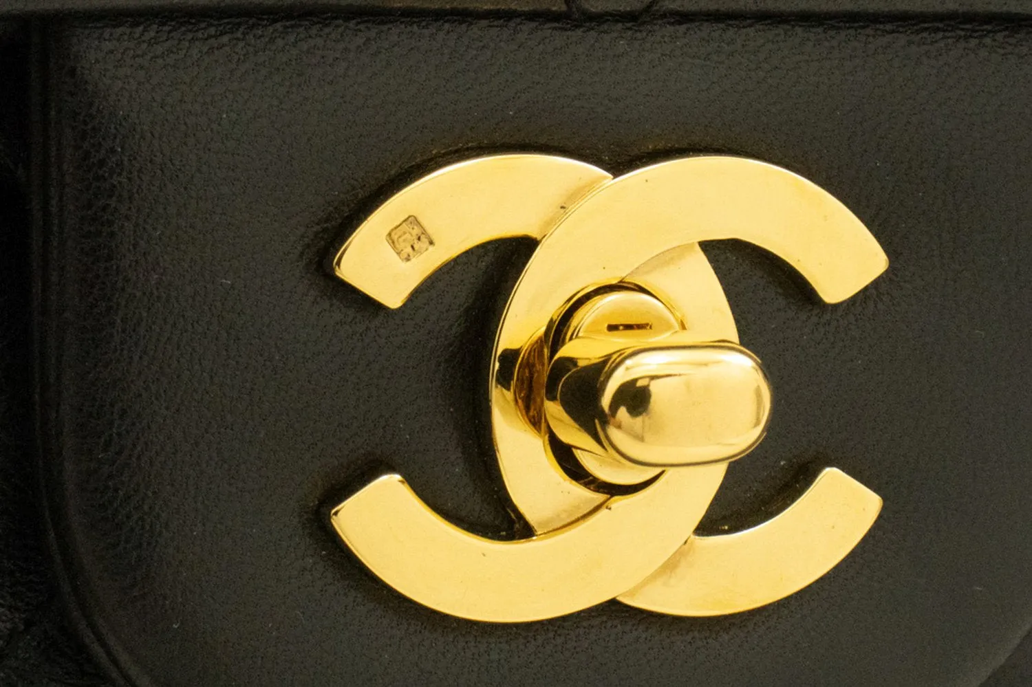 CHANEL Classic Double Flap 10" Chain Shoulder Bag Black Lambskin k74