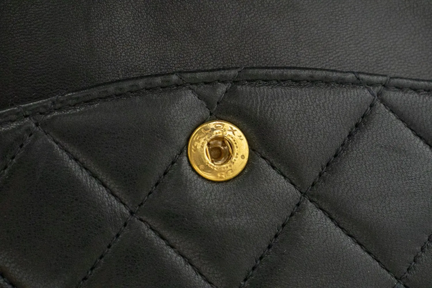 CHANEL Classic Double Flap 10" Chain Shoulder Bag Black Lambskin m48
