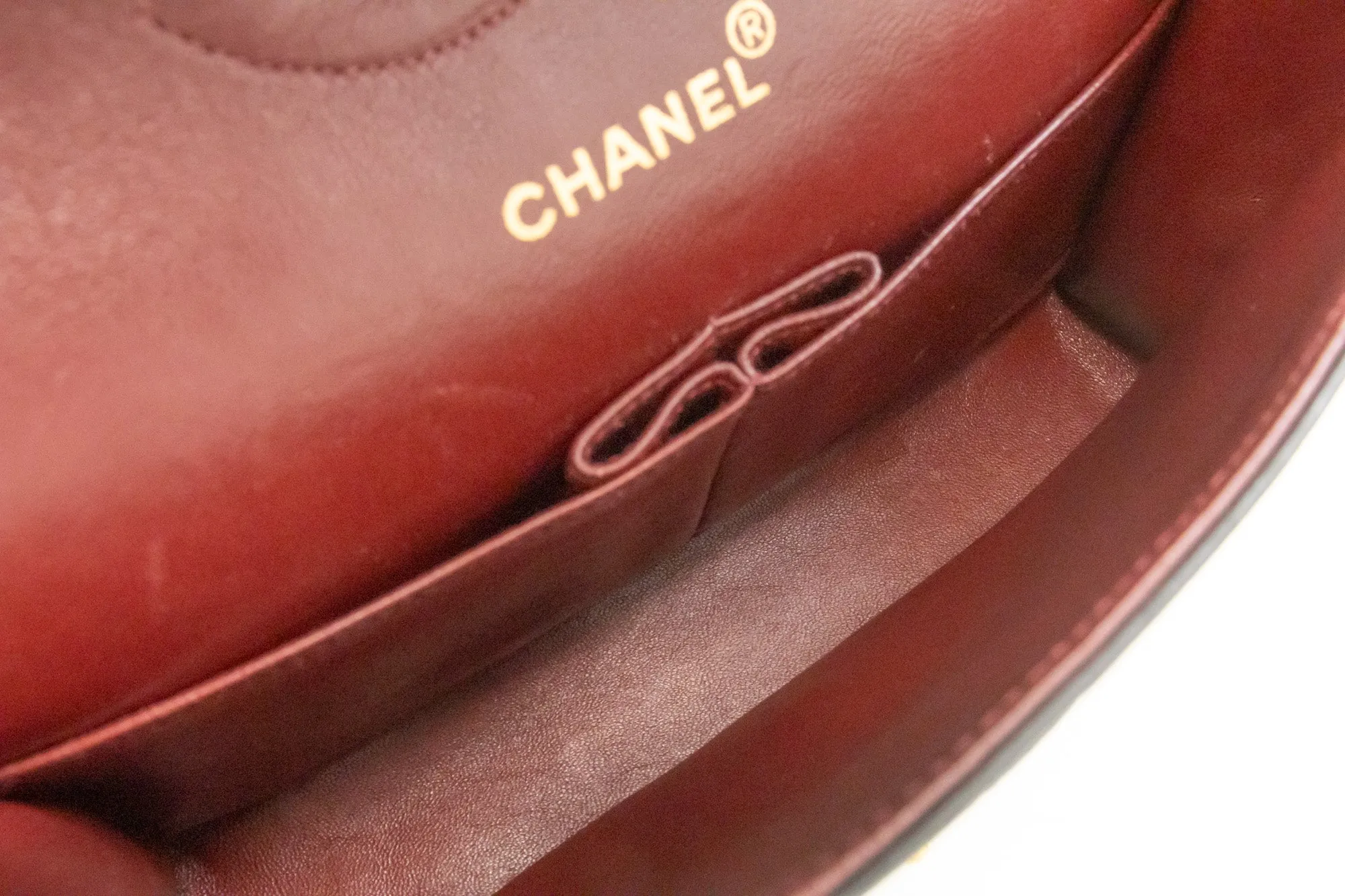 CHANEL Classic Double Flap 10" Chain Shoulder Bag Black Lambskin m48