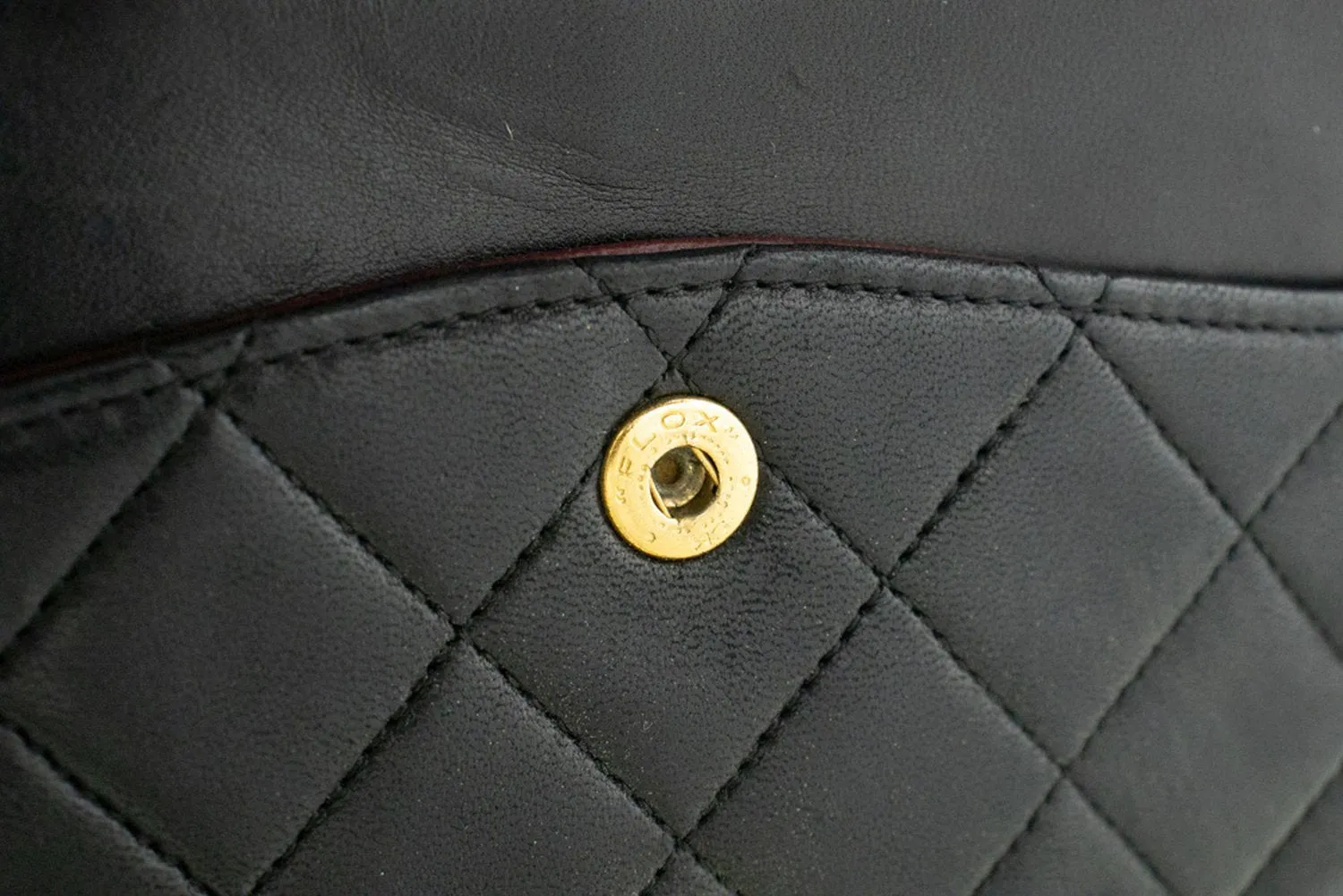 CHANEL Classic Double Flap 10" Chain Shoulder Bag Black Lambskin m50