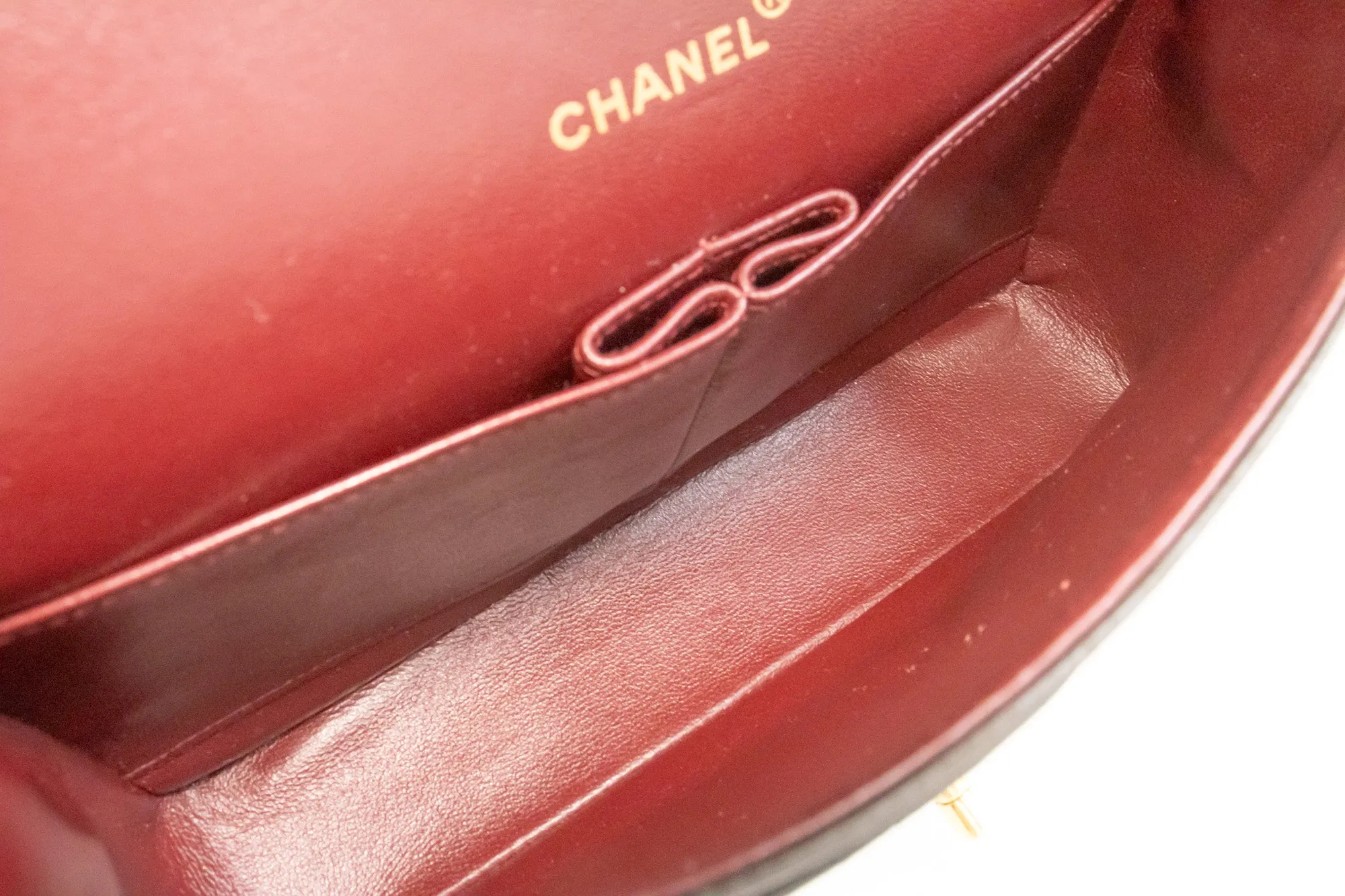 CHANEL Classic Double Flap 10" Chain Shoulder Bag Black Lambskin m75