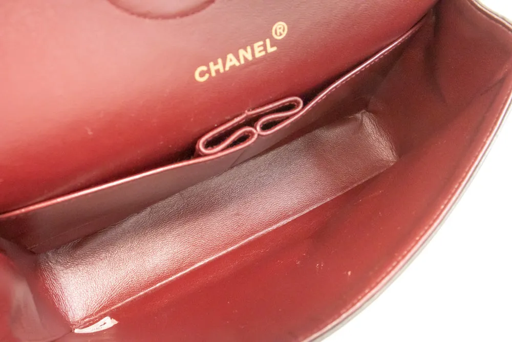 CHANEL Classic Double Flap 10" Chain Shoulder Bag Black Lambskin m75