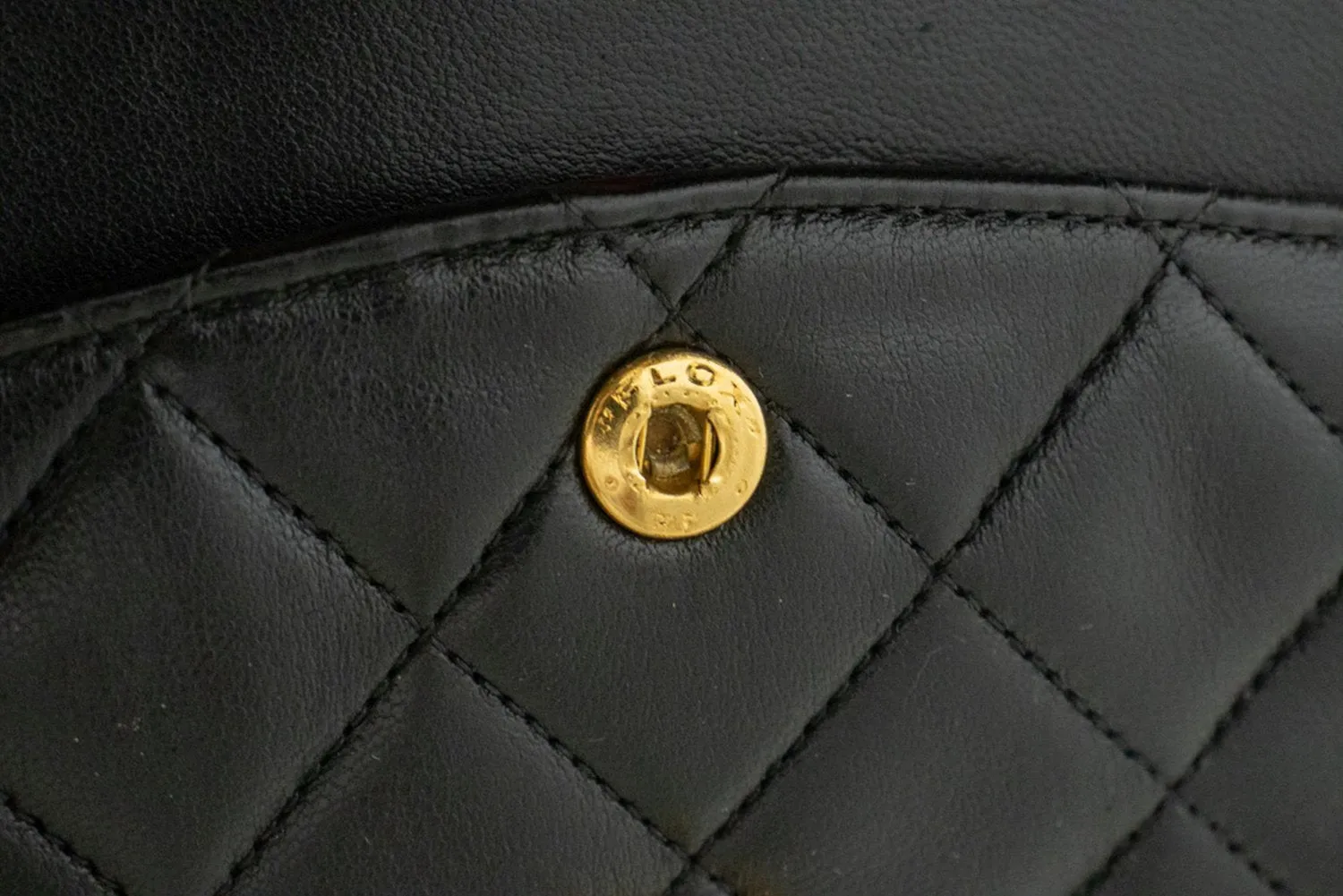 CHANEL Classic Double Flap 10" Chain Shoulder Bag Black Lambskin m75