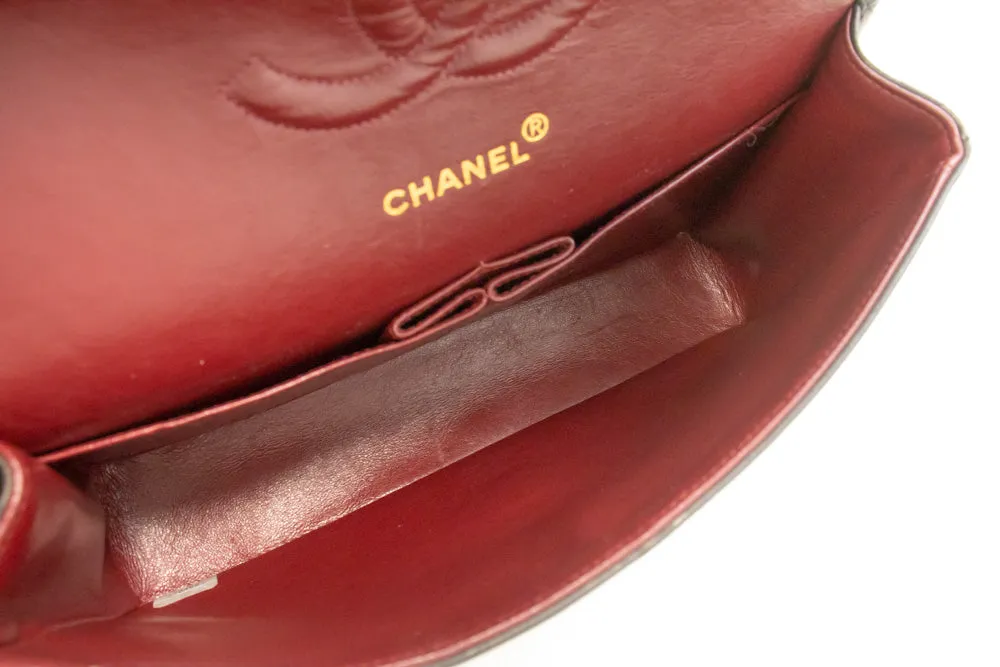 CHANEL Classic Double Flap 10" Chain Shoulder Bag Black Lambskin m77