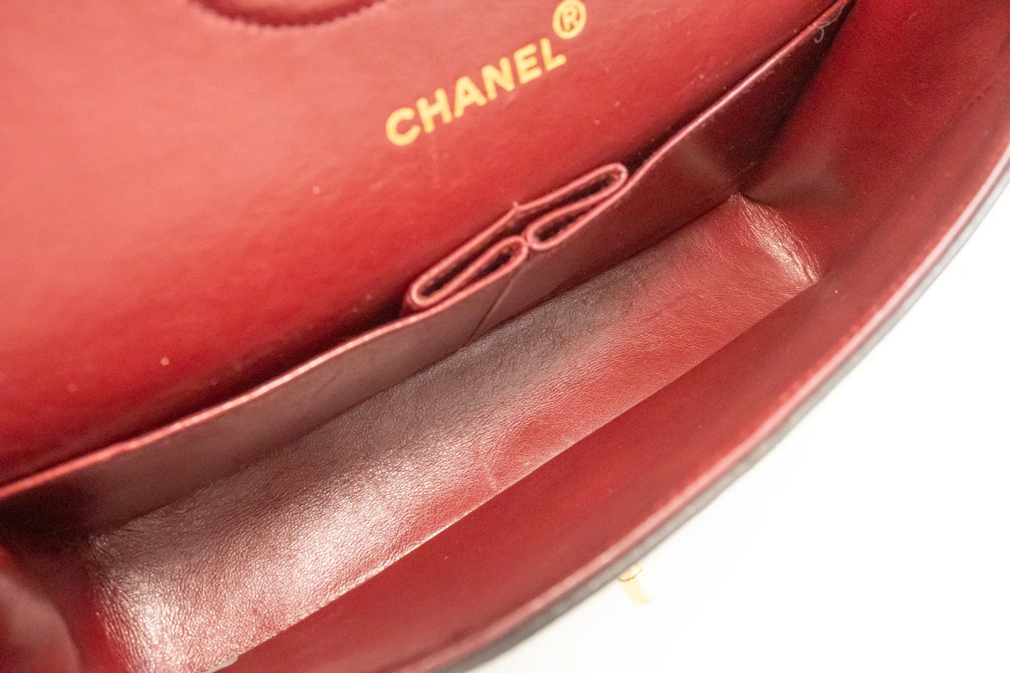 CHANEL Classic Double Flap 10" Chain Shoulder Bag Black Lambskin m77