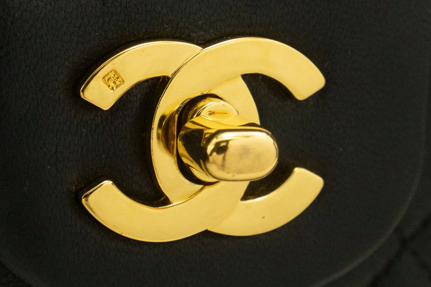 CHANEL Classic Double Flap 10" Chain Shoulder Bag Black Lambskin m90