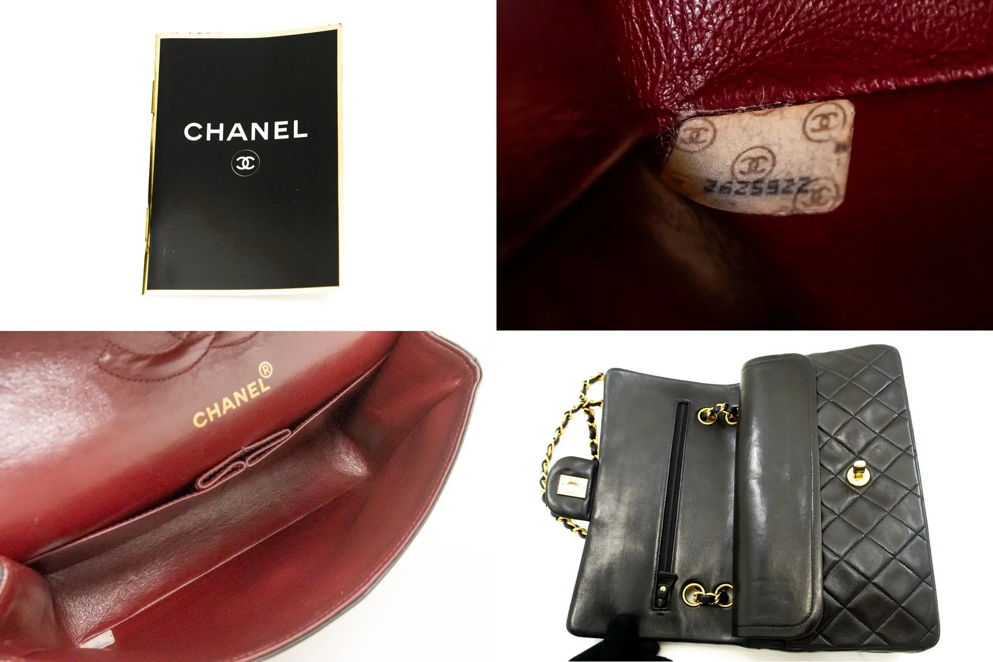 CHANEL Classic Double Flap 10" Chain Shoulder Bag Black Lambskin m94